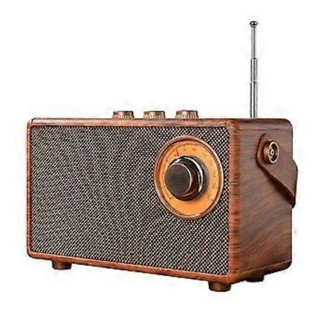 Retro FM Radio Portabel Trä Bluetooth Radio Bass Högtalare Handsfree MP3-spelare Stöd USB/TF Bil