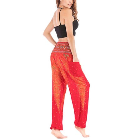 Boho Yoga Bukser til Kvinder - Printede Pilates Bukser med Løs Pasform og Baggy Harem Stil - Perfekt til Strand, Yoga, Dans og Mere