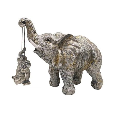 Elefantstatue Elefant Ornament Bringer Lykke, Helse og Styrke Dekor For Hjem, Kontor, Bokhylle TV-skap, Bokhylle, Stue - Sølv