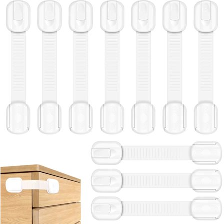 10 stk. børnesikringslåse til skabe og skuffer, skuffebeskyttelse til spædbørn og børn, til dør, skab, køleskab, skabslåse med