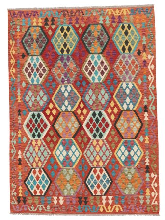 Dywan Kilim Afgan Old Style 171X237 Ciemnoczerwony/Zielony (Wełna, Afganistan)
