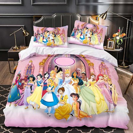 Princess Besties Twin Cover & Sham Set 3-delars 100 % ekologisk bomullsuppsättning