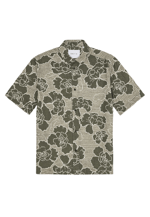 LES DEUX Charlie Poppy AOP SS Shirt Skjortor Herr Grön XL