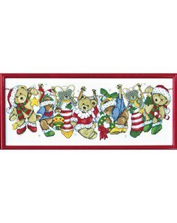 Stickpackung Bild Weihnachtsbären auf der Wäscheleine - Design Works Crafts