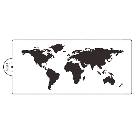 Tårtstencil Världskarta Mönster Bakverk PET Kakor Fondant Skärform för Bageri