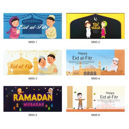 6 stk. Eid Mubarak Kuverter Muslimsk Islamisk Lomme MIX A MIX A