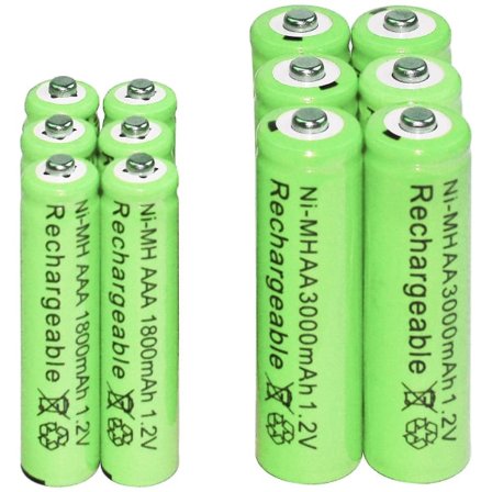 2/6/12/16/20/24/30kpl Aaa 1800mah + Aa 3000mah 1,2v Ni-mh ladattavat paristot Vihreä