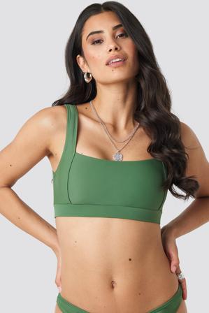 NA-KD Swimwear Haut en jersey à col carré - Bikinis - Vert - Medium