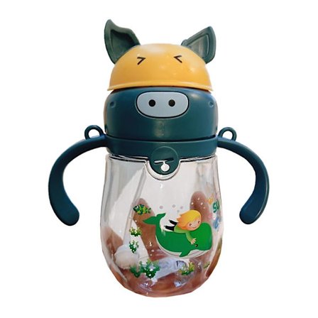 Baby Sippy Cup med tyngd sugrör, övergångsflaska, spillsäker småbarns kopp med handtag