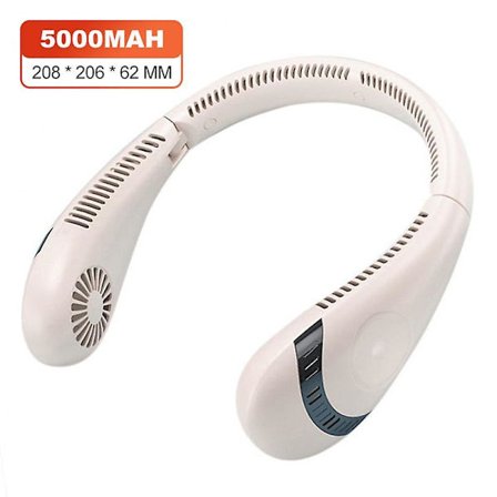 Xiaomi bærbar hengende nakke vifte 5000mah sammenleggbar sommer luftkjøling vifte USB oppladbar bladeløs stum nakkebånd vifter for sport(Rosa)