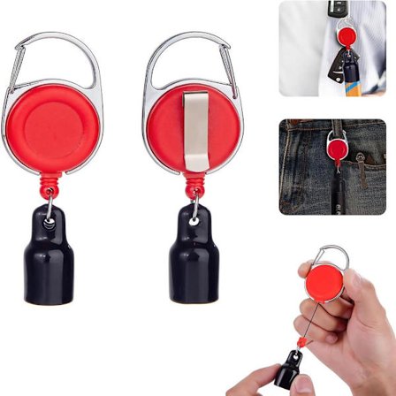 Selvtrekkende Sharpies Snekkerblyant Markeringspenn Penner Snelle Trekkholder med Tau Kjede Lanyard for Sykepleiere Barn Snekkere, 2 Pakke Rød