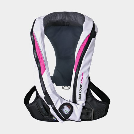 Oppustelig redningsvest Baltic Athena 165N Sele, dame, automatisk, hvid/rosa + kulsyrepatron 33 gram, 40 - 120 kg