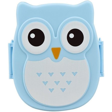 Bærbar sød ugle Lækagesikker rektangulær madkasse frugtopbevaringsbeholder til børn og voksne, ca. 16,8 * 13 * 7 cm, kapacitet: 800 ml (blå)