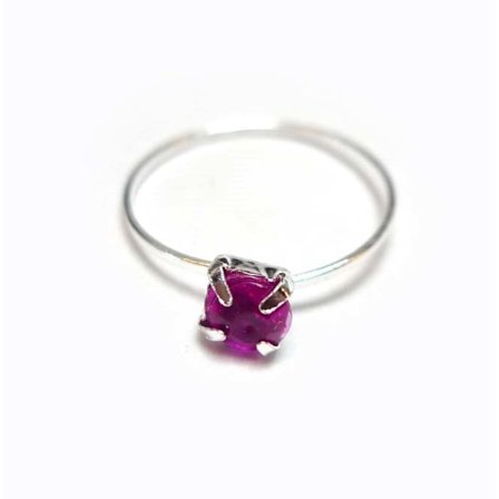Barnring Silverpläterad Cerise sten