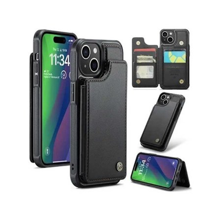 CaseMe Stöttåligt Skal Korthållare Stativ 4-Fack iPhone 16 Svart