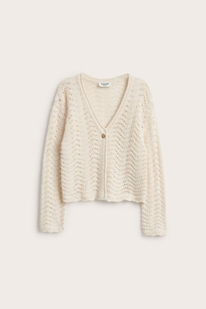 Kappahl | Mønsterstrikket jakke | Offwhite