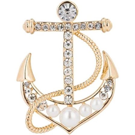 Personlighed Perle Krystal Anker Mode Brosche Pin Damebeklædning Tilbehør