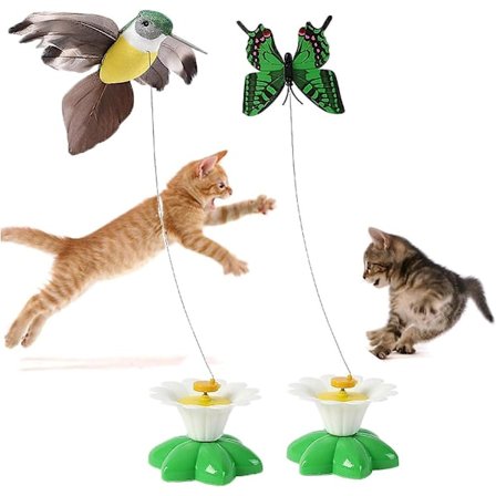 Elektrisk fugl, der driller kattelegetøj, interaktivt fuglelegetøj til katte, roterbart elektrisk flyvende fugl-kattelegetøj, 