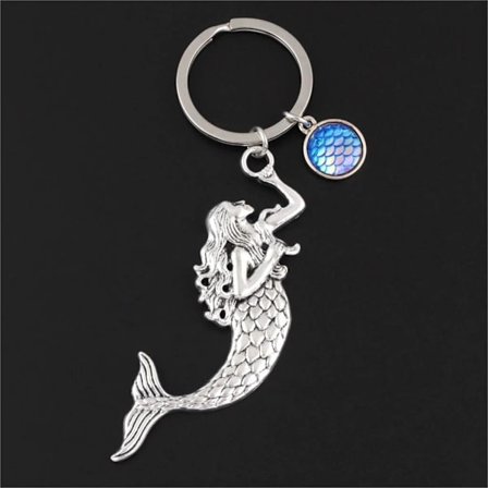 Nyckelring Sjöjungfru Mermaid Siren Blå Fjäll Fantasy Sagoväsen
