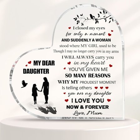 Dottergåvor från mamma, 10x10 cm dotter akrylplakett födelsedag alla hjärtans dag julklappar