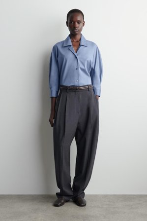 COS Women's Camicia In Cotone Dalla Linea Scultorea in Blu