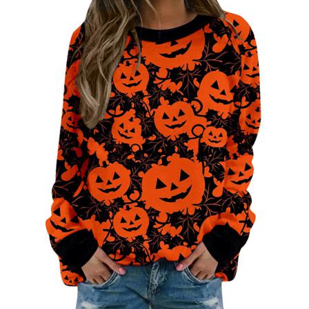 Hoodies Med Rund Hals För Damer För Halloween