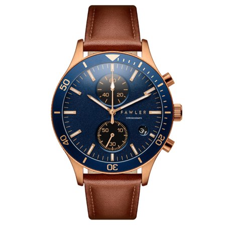 Aeris | Brown Brass Chronograph Watch with Blue Dial for Men - Wrist watches