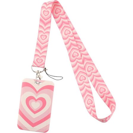 Lanyard med ID-kortshållare Rosa Hjärta Halsband Nyckelring Lanyard för Nycklar Kort Söt för Lärare Student, Rosa