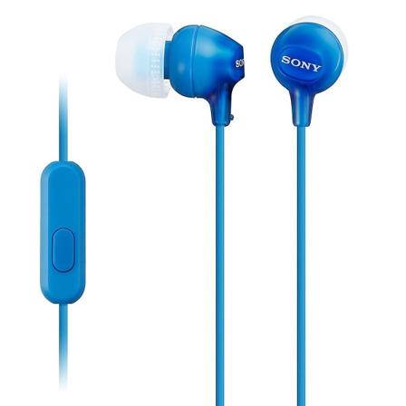Sony MDR-EX15AP Stereo Hodetelefoner med Mikrofon og Sikker Passform - Blå