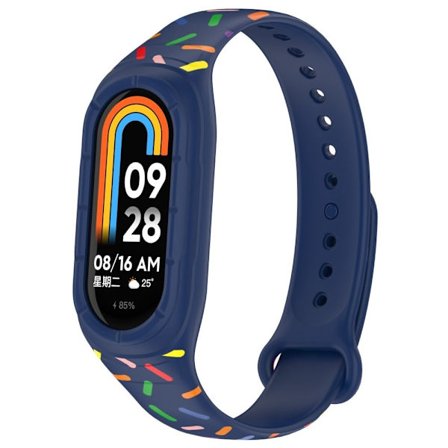Xiaomi Smart Band 8 armband i silikon med färgglad prickig stil - Midnattsblå