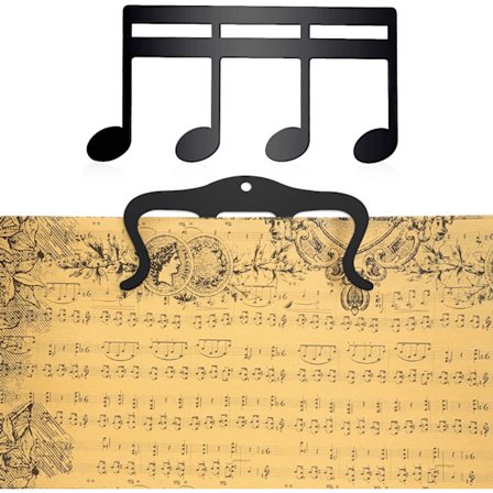 (Sort) 2-pak metal nodeark, nodestativklemme, nodeklemme, nodearkklemme, bogsideholder til udendørs leg, klaver, guitar, violin, keyboard