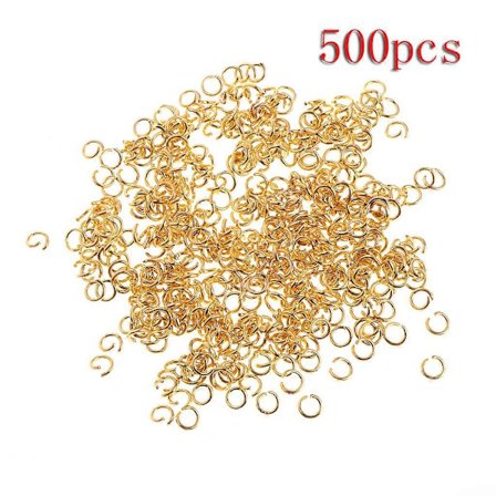 500 st/set 4 mm guldpläterade öppningsbara bindringar, anslutningsdelar, smyckestillverkningskit