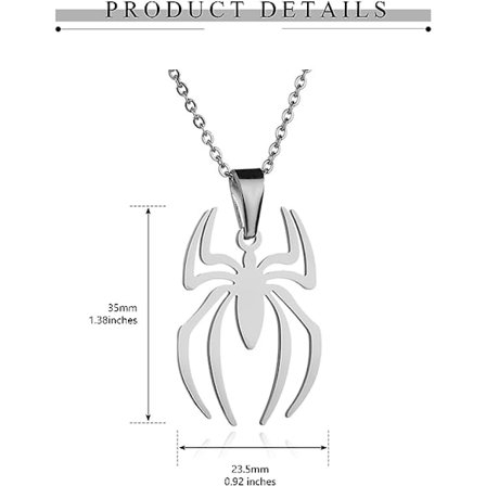 Edderkopp anheng halskjede, rustfritt stål edderkopp kjede anheng smykker