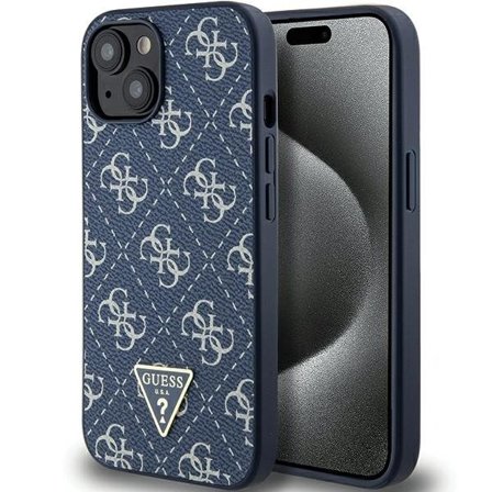 Guess 4G 4G Triangle Metal Logo etui for iPhone 15 Plus / 14 Plus - blå