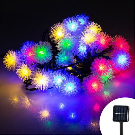 Utendørs solcellelysslynge med 50 fargerike isrystall-LED-lys