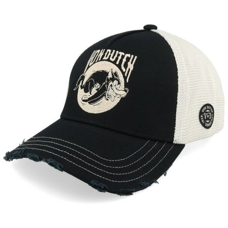 Von Dutch - Svart trucker Keps - Baseball Cap Embroidery Black/White A-Frame Trucker @ Hatstore