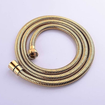2m (78 tommer) Guld Anti-kink Fleksibel Rustfrit Stål Bruseslange Med Massiv Messingforbindelse