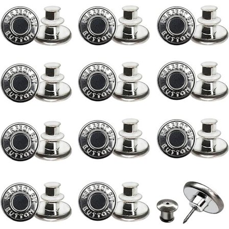 12 jeans knapper, 17mm indtrækkelige jeans knapper, syet-på bukse knapper, øjeblikkeligt aftagelige knapper til bukser, frakker, jakker