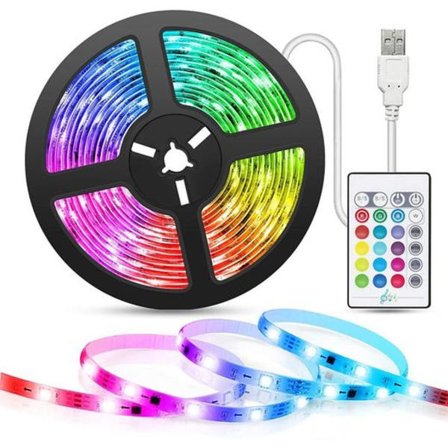 5m USB RGB LED-stripe for TV-bakgrunnsbelysning, 16 fargebånd [YDE]