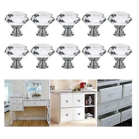 12 st 30 mm Kristallglas Skåp Dresser Knopp Diamant Låda Dörr Knoppar Draghandtag