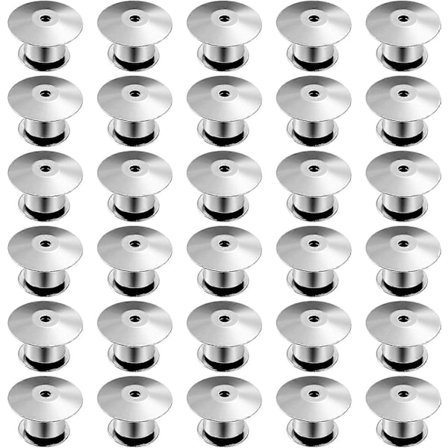 Låse Pin Holdere Bagside - Udskiftnings Pin Bagside Låse til Smykker og Håndværk (30 stk, Sølv)