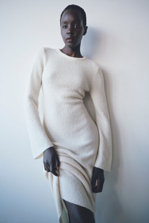 Soft Goat - Boucle Dress - Kleid aus Kaschmir - S - Feather White