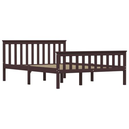 Vidaxl Sängram Mörkbrun Massiv Furu 140x200 Cm Brun