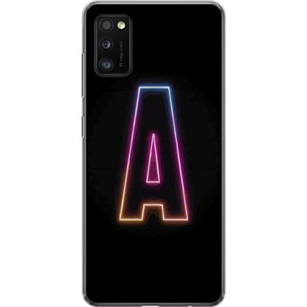Yhteensopiva Puhelinkuori Samsung Samsung Galaxy A41 Minimalistinen neonkirjain A sateenkaarenvärisessä valossa mustaa taustaa vasten modernissa typ