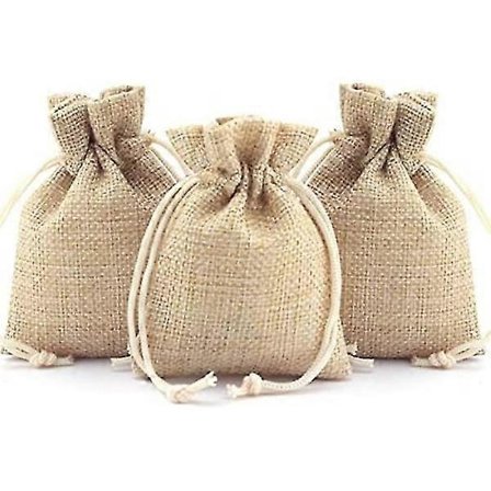 50 st Jutesäckar med dragsko, Linne Jutesäckar Godis B 7x9cm_Specialerbjudanden
