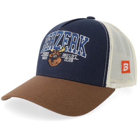 Berzerk - Blå trucker Caps - Jacked Moose Collage Script Navy/Stone A-frame Trucker @ Hatstore