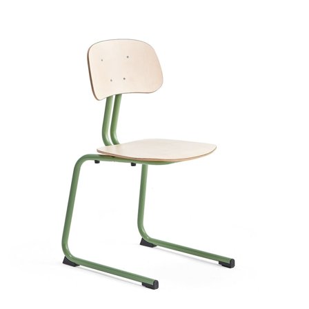 Classroom chair YNGVE, skid base, green, birch, H 460 mm