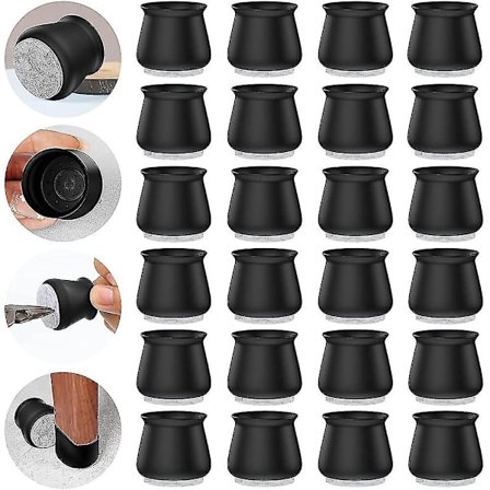 Tuolinjalkojen suojat, 24 kpl kovapuulattioille. Silikoniset tuolinjalat