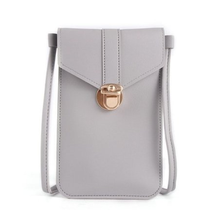 Mobilväska pekskärm Retro spänne GRÅ grå