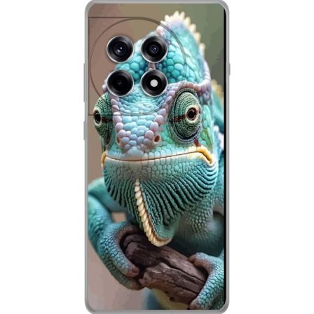 Kompatibel Mobilcover til OnePlus OnePlus 12R Tæt på farverig kamæleon realistiskt dyremotiv med detaljeret tekstur og naturlige farvetoner